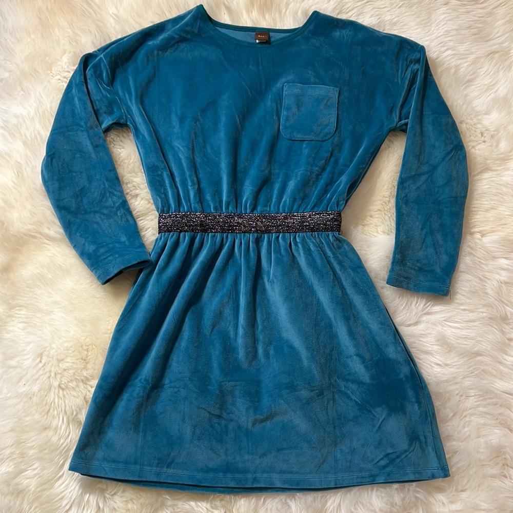 NWOT Tea Collection Velour Sparkle Waistband dress, size: 12